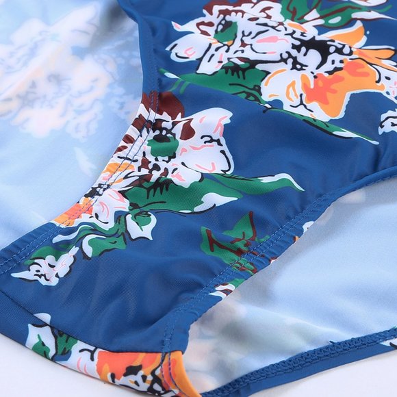 Floral Print Criss Cross U-neck One-piece Swimsuit - Picture 10 of 14